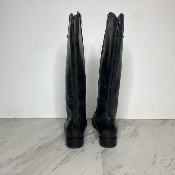 Frye Melissa Button Inside Zipper Black Leather Riding Tall Boots 6 1/2 B - Picture 3 of 16